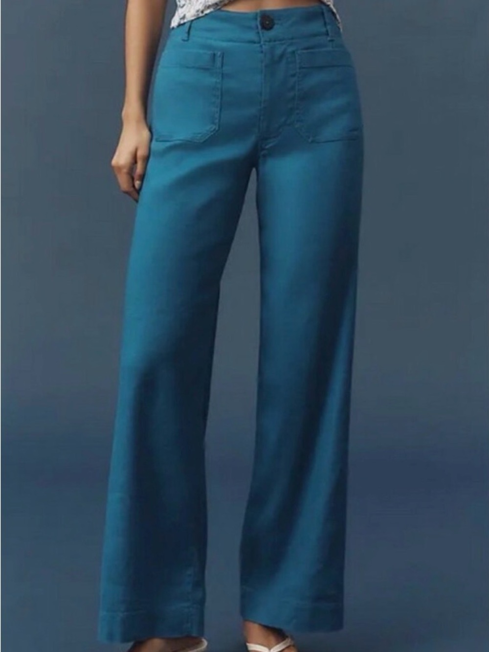 Anthropologie Maeve The Colette Teal Wide-Leg Pants NWT Size 31